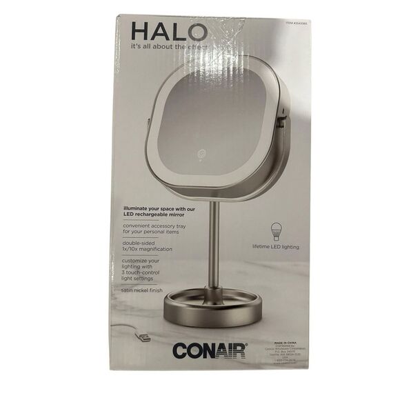 Conair Halo LED Double Sided 1x/10x Vanity Mirror 360 Rotation new in box - Picture 7 of 8